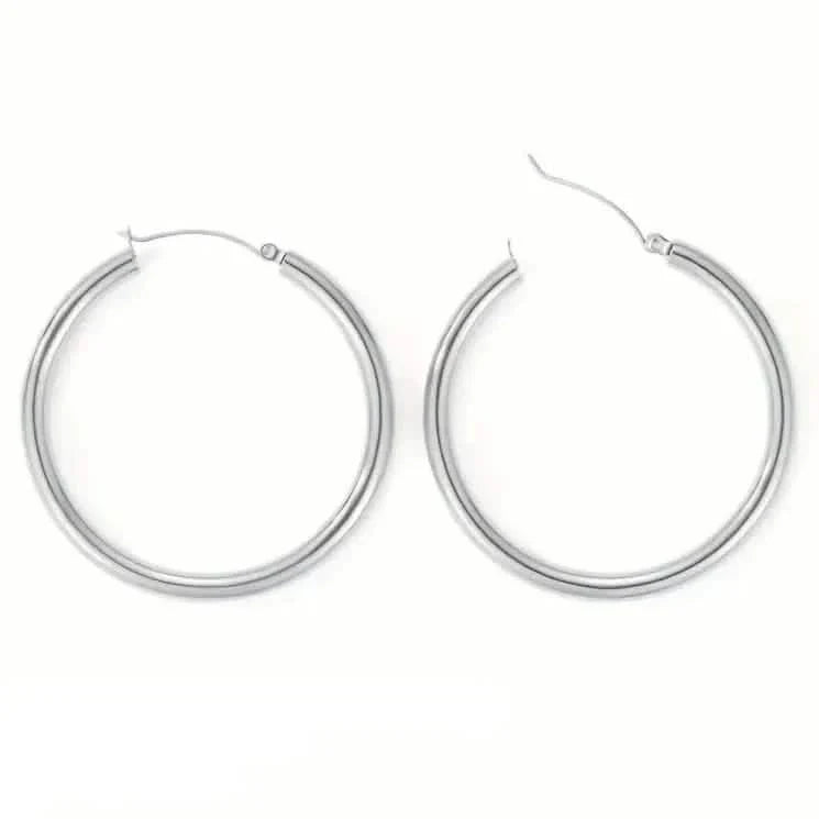 S925 50mm Solid Hoop Earrings for Women Silver Earrings - Tophatter Daily Deals