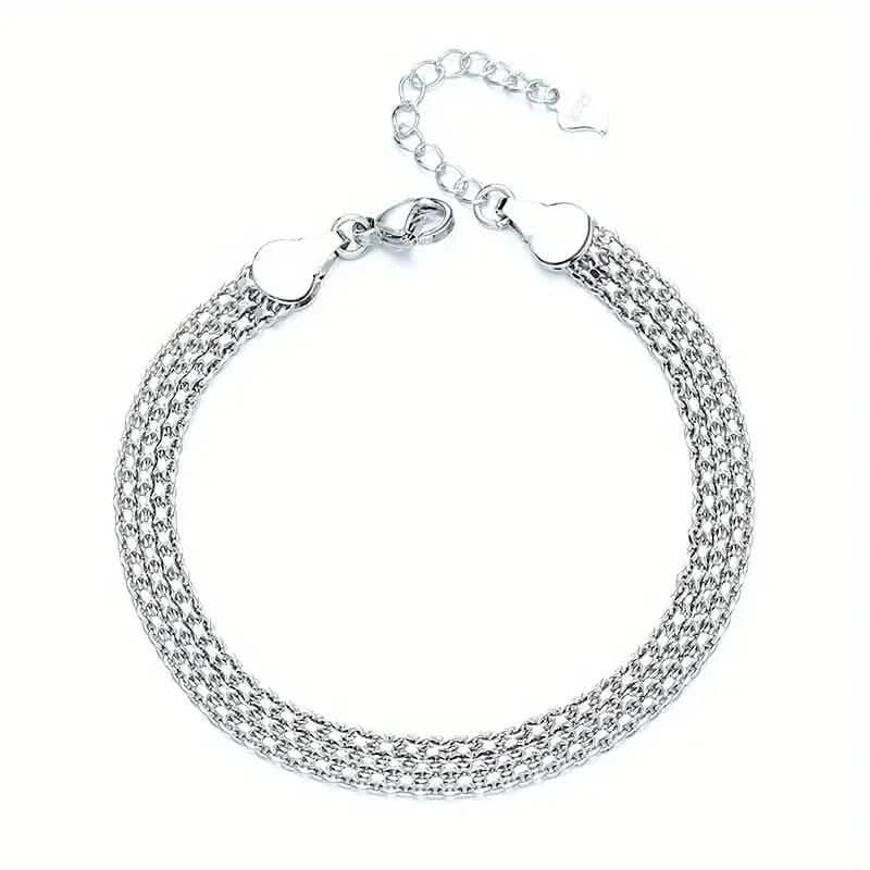 S925 Sterling Silver Chain Bracelet, Sparkling Mesh Embossing Pattern Jewelry Bracelets - Tophatter Daily Deals