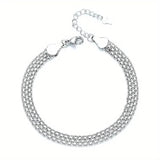S925 Sterling Silver Chain Bracelet, Sparkling Mesh Embossing Pattern Jewelry Bracelets - Tophatter Daily Deals