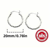 S925 Sterling Silver Geometric Twist Circle Hoop Earrings Earrings - Tophatter Daily Deals
