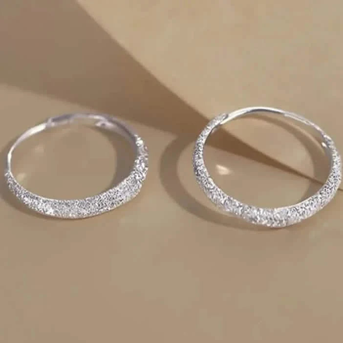 S925 Sterling Silver Sparkling Starry River Hoop Earrings Earrings - Tophatter Daily Deals