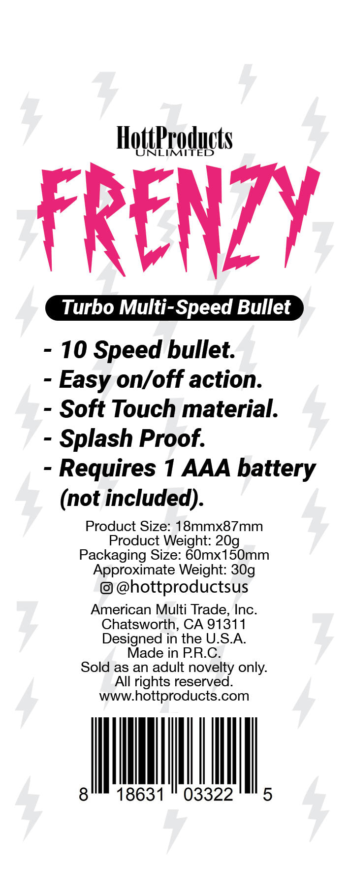 Frenzy Power Bullet Vibrator (Black) – Splash Proof 10 Speed Vibrator > Vibrators > Mini Vibrators - Tophatter Daily Deals