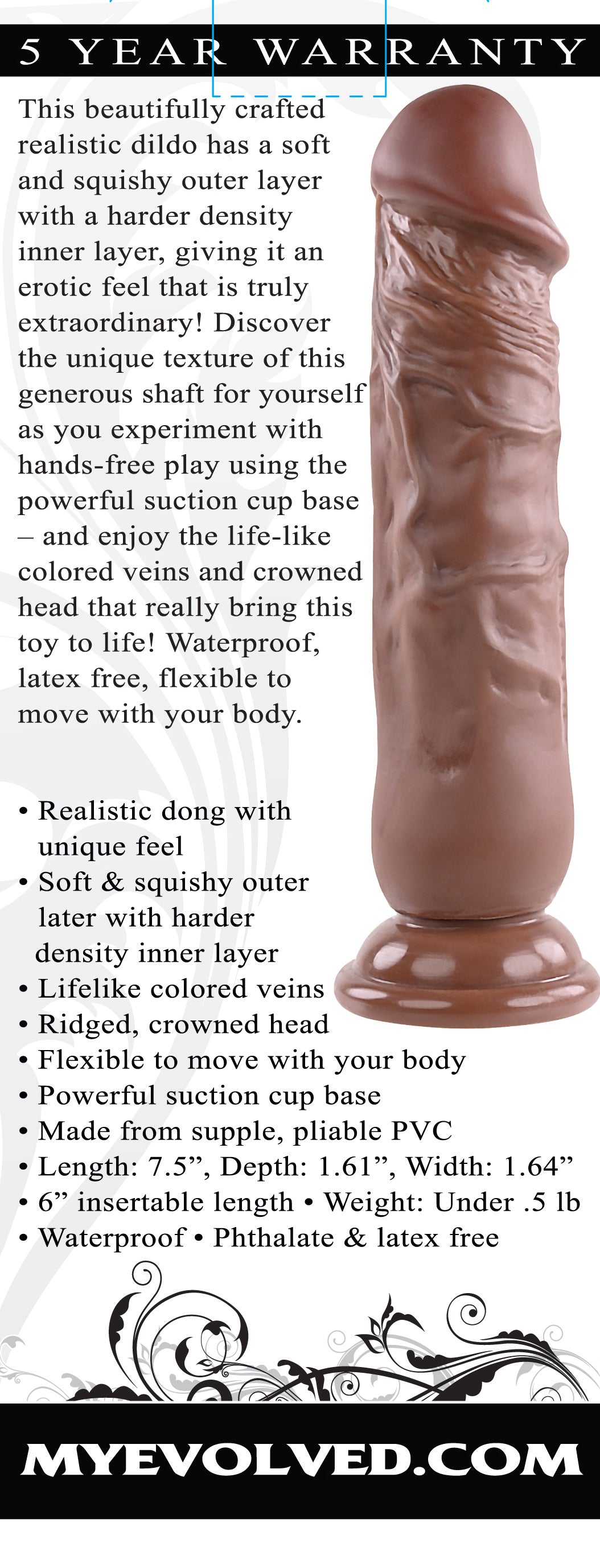 Evolved 7 Inch Realistic Dong (Flesh Brown) – Realistic Dong 7 Inch > Dildos > Realistic Dildos - Tophatter Daily Deals