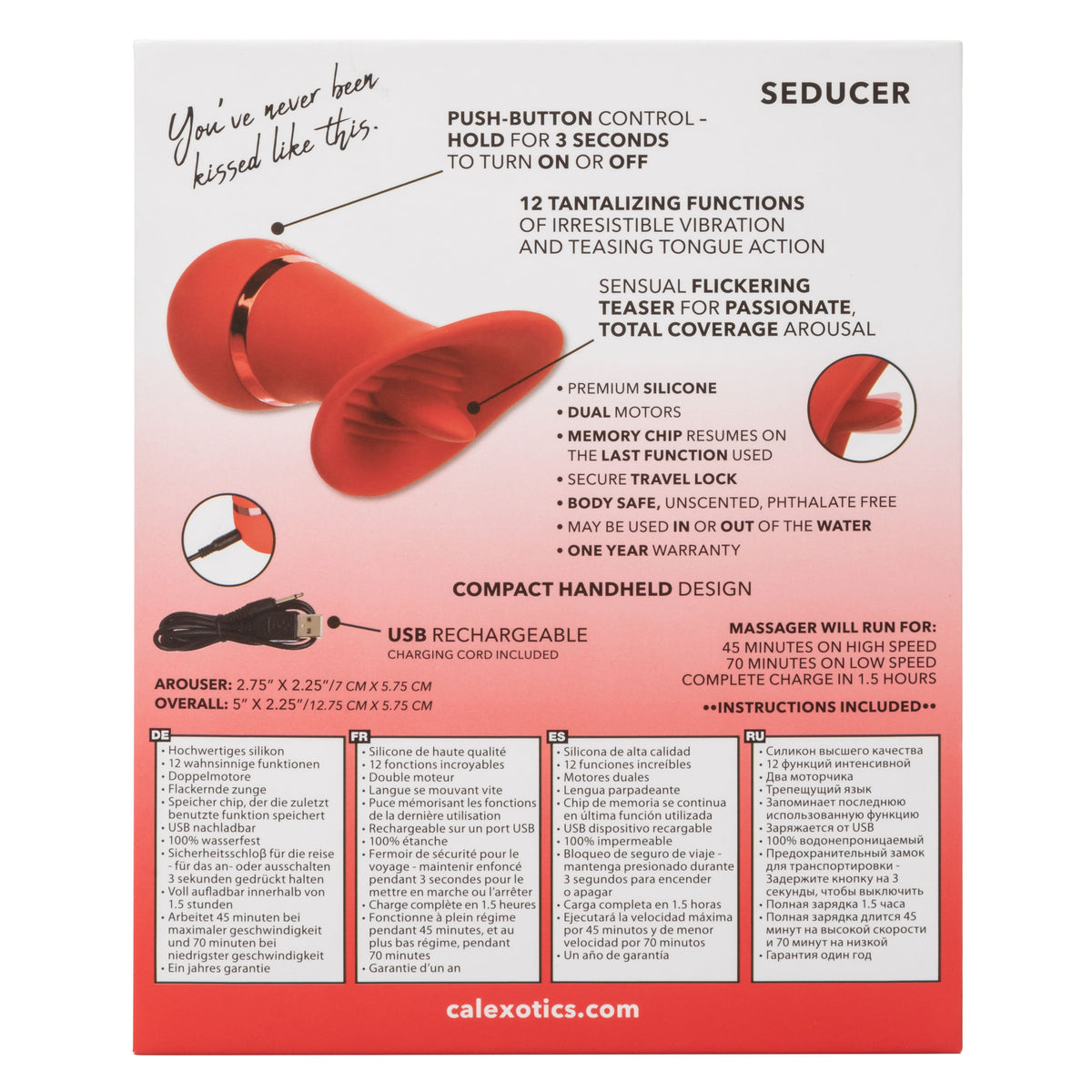 French Kiss Seducer – Compact Massager with 12 Functions Vibrator > Sex Toys For Ladies > Clitoral Vibrators and Stimulators - Tophatter Daily Deals