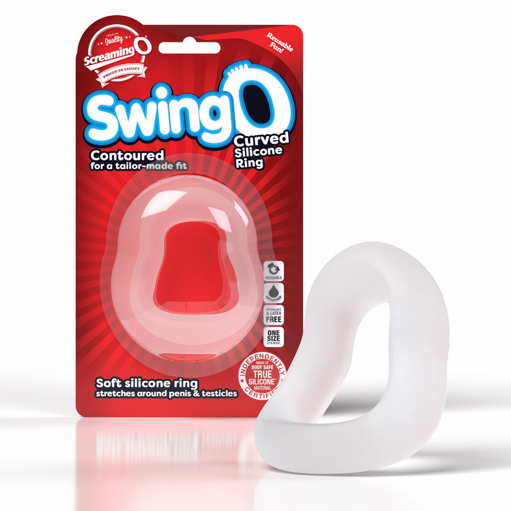 Screaming O Swingo Curve (Clear) – Stretchy True Silicone Cock Ring > Cock Ring > Single - Tophatter Daily Deals