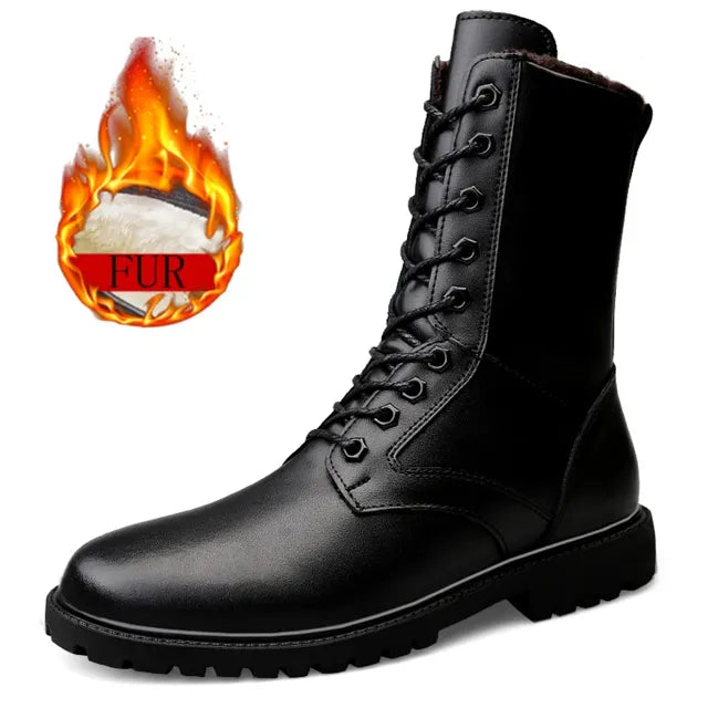 Safety Trekking Leather Riding Moto Shoes Black-fur Boots - Tophatter Daily Deals