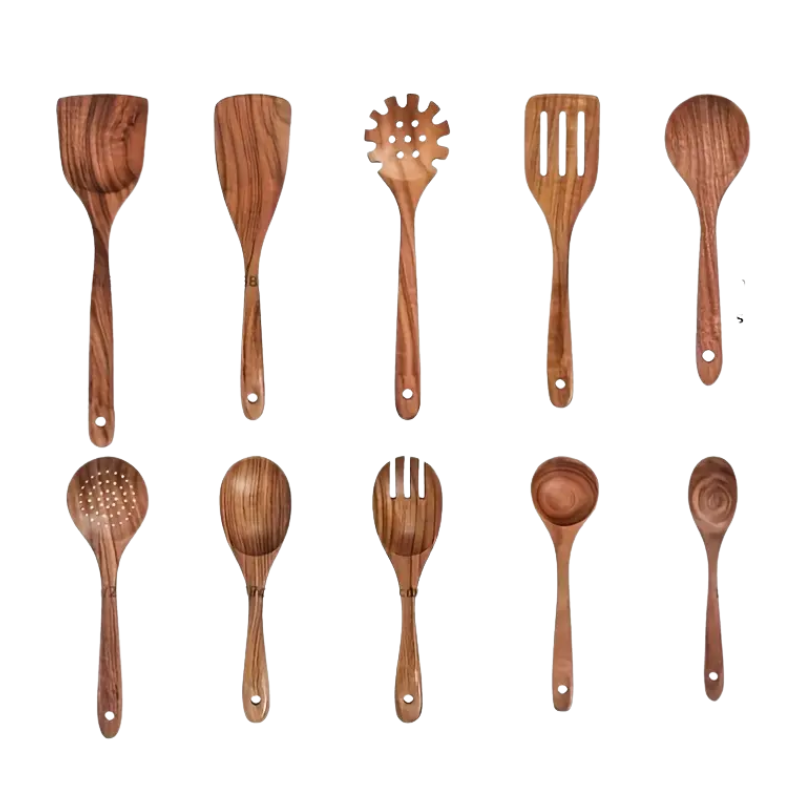 Teak Non-Stick Heat Resistant Cookware Set (10pcs) Home & Garden > Kitchenware > Kitchen Utensils - Tophatter Daily Deals