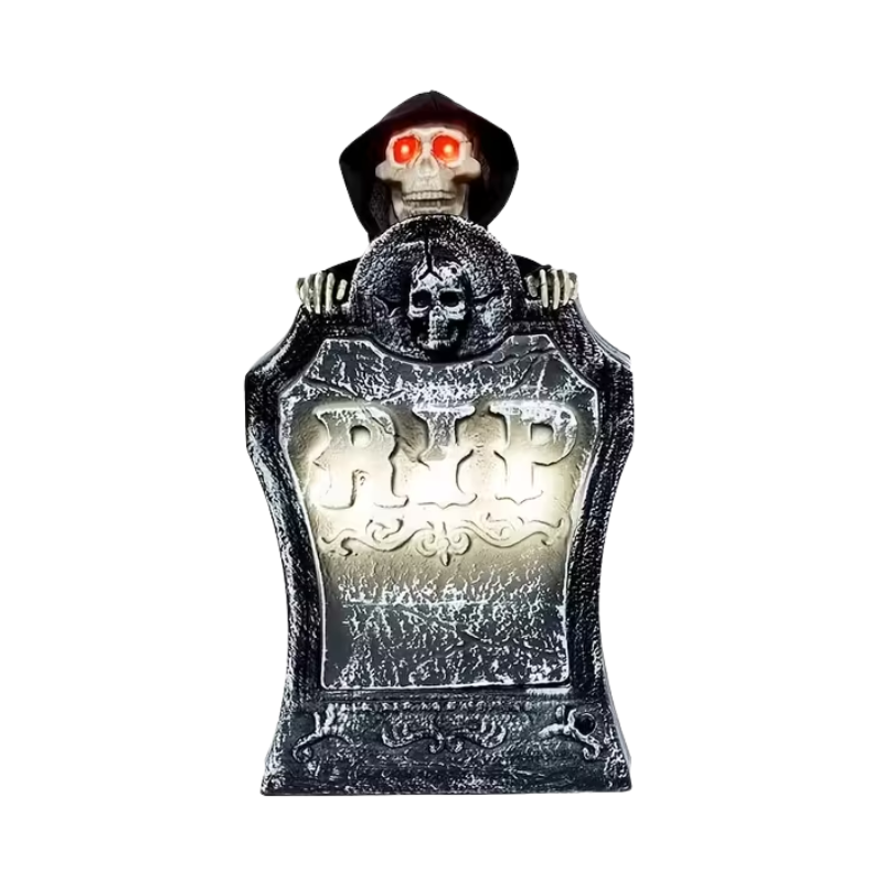 Glowing Halloween Tombstone with Red Light Skull Halloween - Tophatter Daily Deals