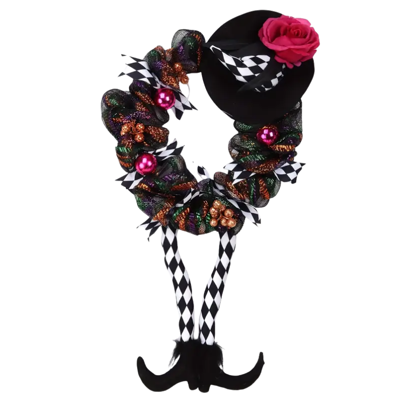 Halloween Witch Wreath with Hat and Legs Halloween - Tophatter Daily Deals