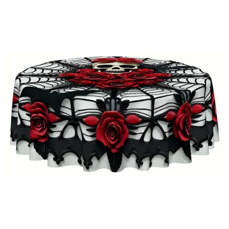 Gothic Skull Roses Round Tablecloth Halloween - Tophatter Daily Deals