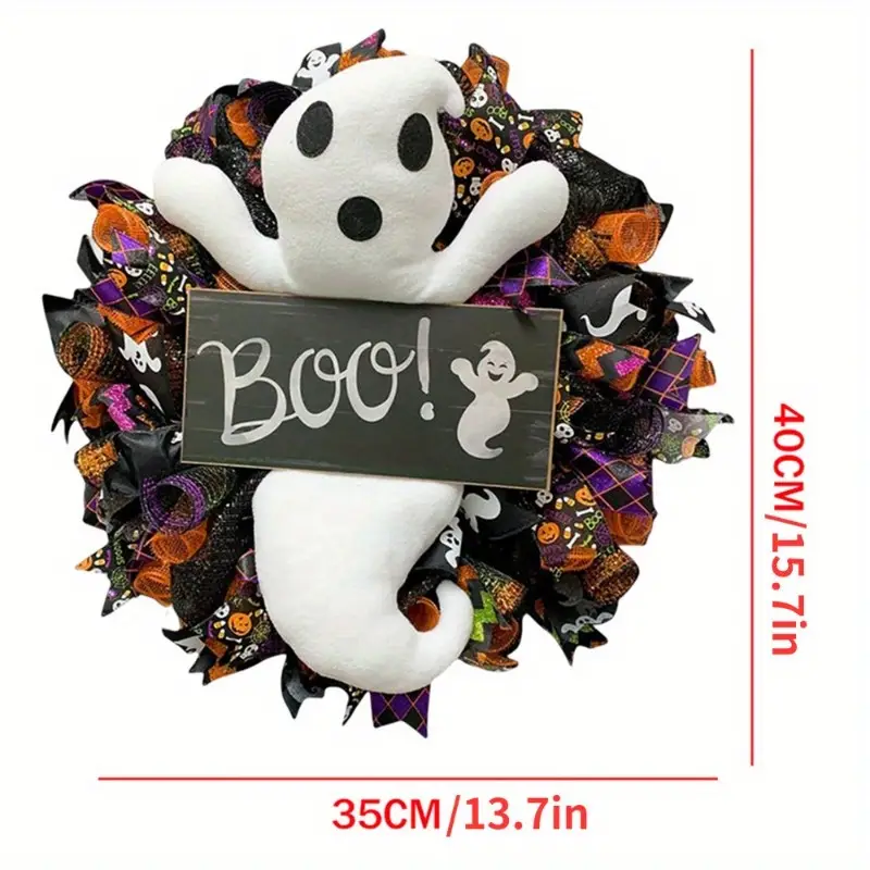Halloween Ghost Door Wreath Felt Decoration Occasions > Christmas > Christmas Wreaths & Garlands - Tophatter Daily Deals