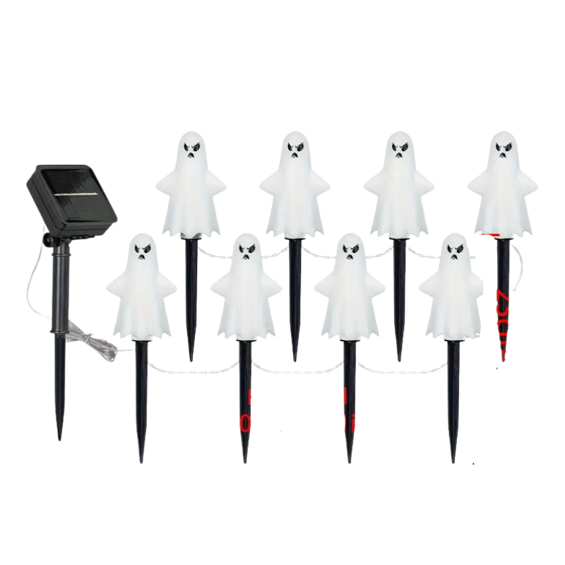 Solar Halloween Ghost Lights 8 LED Outdoor Decor Halloween - Tophatter Daily Deals