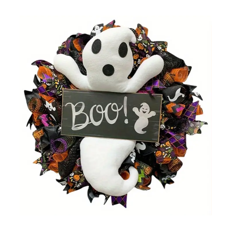 Halloween Ghost Door Wreath Felt Decoration Occasions > Christmas > Christmas Wreaths & Garlands - Tophatter Daily Deals