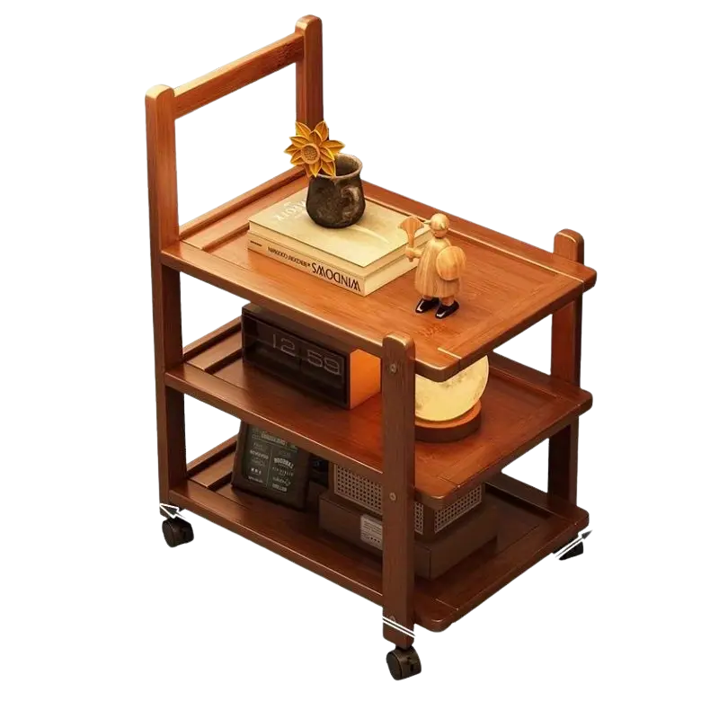 Solid Wood Side Table with Storage Kitchen Islands & Carts - Tophatter Daily Deals