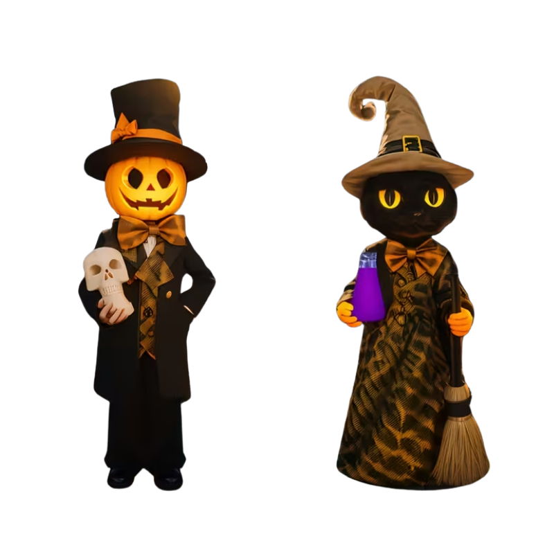 Halloween Yard Pumpkin Gentleman & Black Cat Witch Halloween - Tophatter Daily Deals