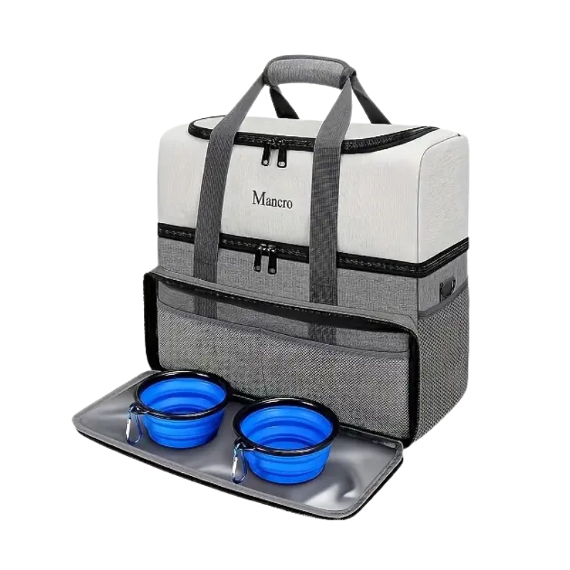 Dog Travel Bag Dual Layer with Bowls & Containers Pet Carriers & Crates - Tophatter Daily Deals