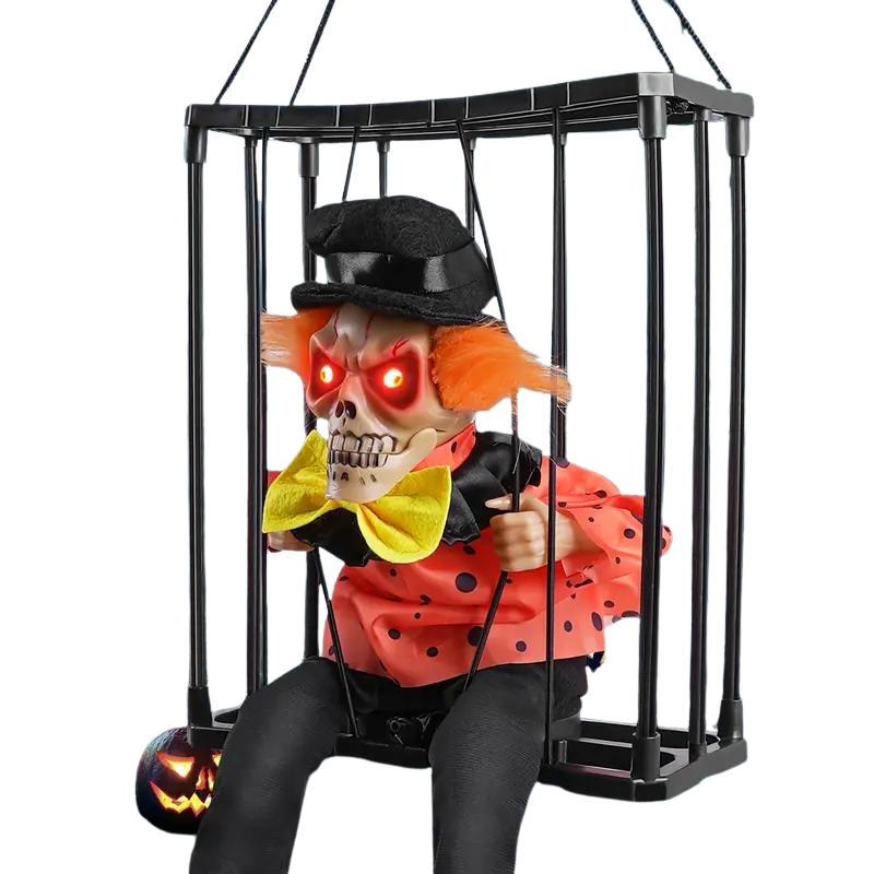 Halloween Screaming Clown Cage Decoration with Lights Halloween - Tophatter Daily Deals