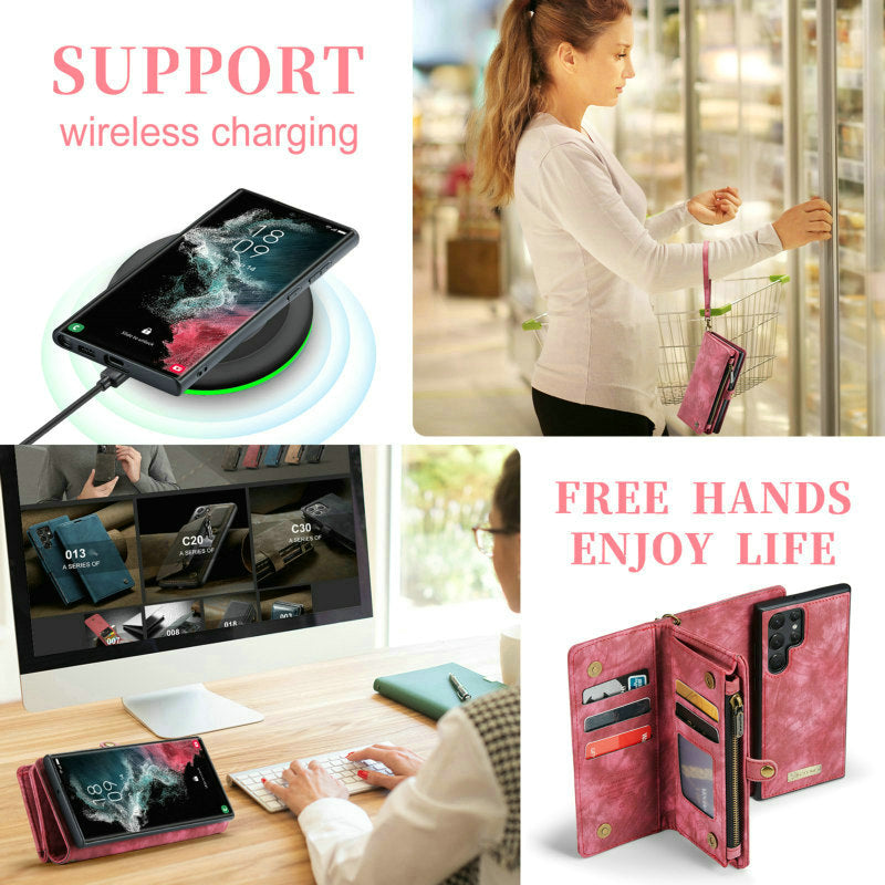 Case For Samsung Leather Zipper Phone Wallet For Galaxy Samsung Cases - Tophatter Daily Deals