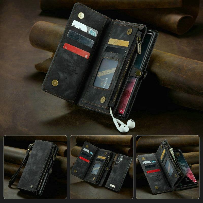 Case For Samsung Leather Zipper Phone Wallet For Galaxy Gray Samsung Cases - Tophatter Daily Deals