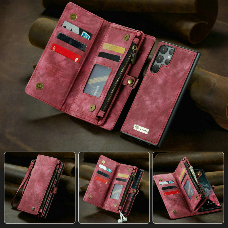 Case For Samsung Leather Zipper Phone Wallet For Galaxy Red Samsung Cases - Tophatter Daily Deals