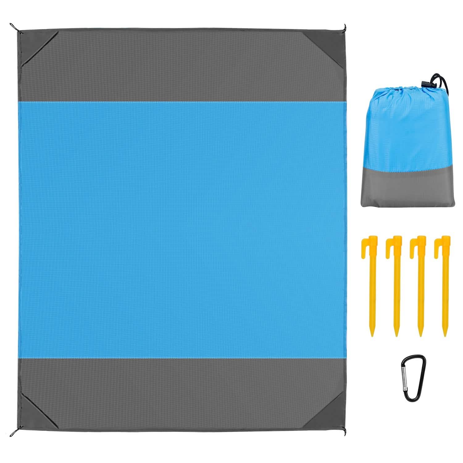 Sand Proof Picnic Blanket with 4 Anchors Blue Outdoor Recreation - Tophatter Daily Deals