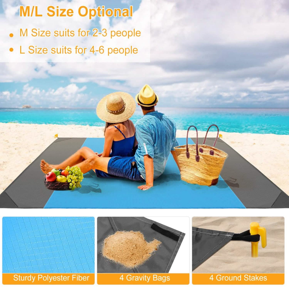 Sand Proof Picnic Blanket with 4 Anchors Outdoor Recreation - Tophatter Daily Deals