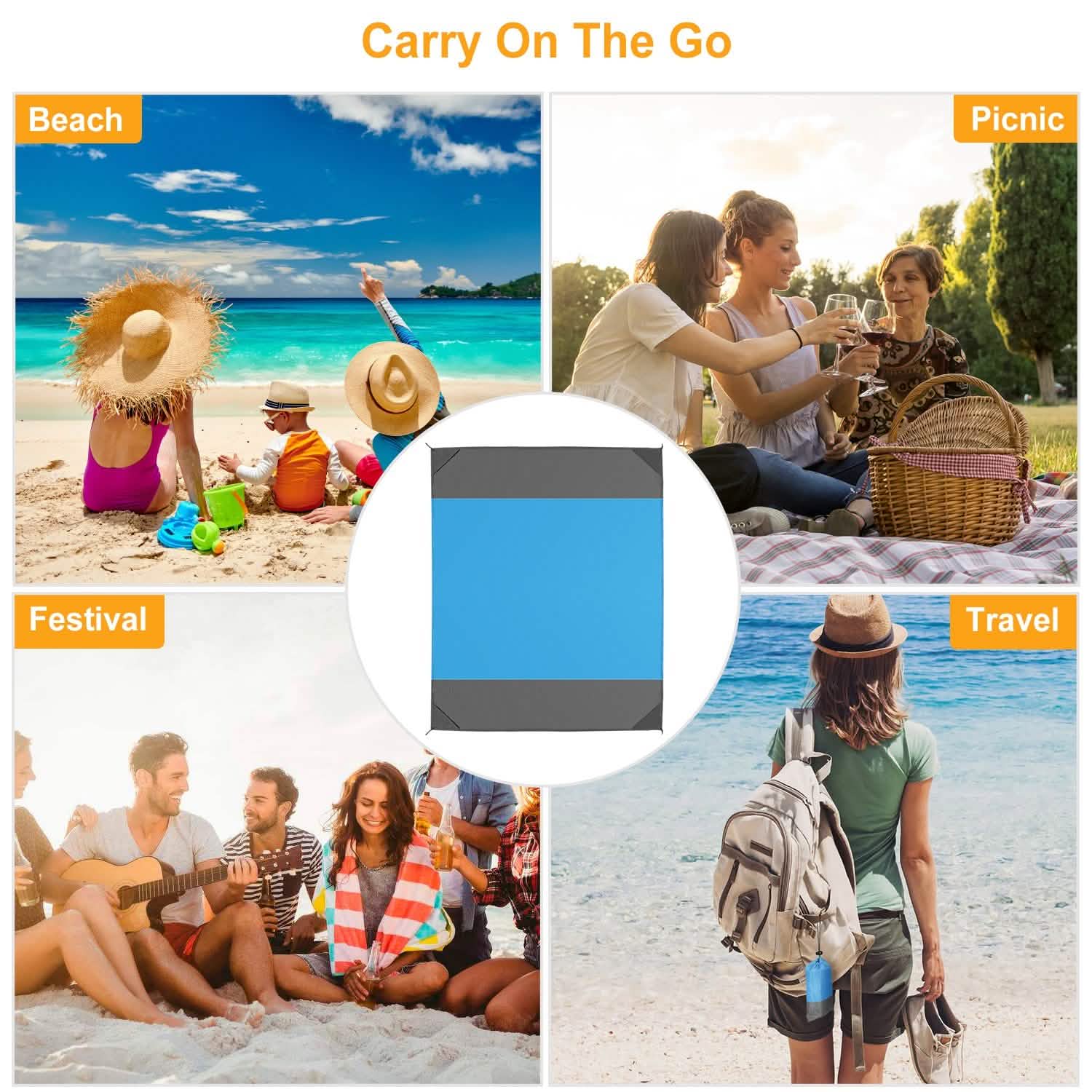 Sand Proof Picnic Blanket with 4 Anchors Outdoor Recreation - Tophatter Daily Deals