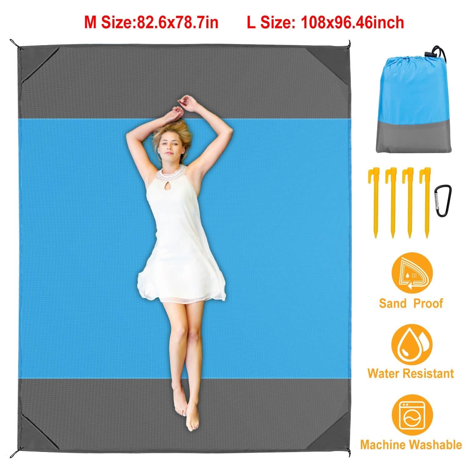 Sand Proof Picnic Blanket with 4 Anchors Outdoor Recreation - Tophatter Daily Deals