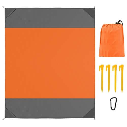 Sand Proof Picnic Blanket with 4 Anchors Orange Outdoor Recreation - Tophatter Daily Deals