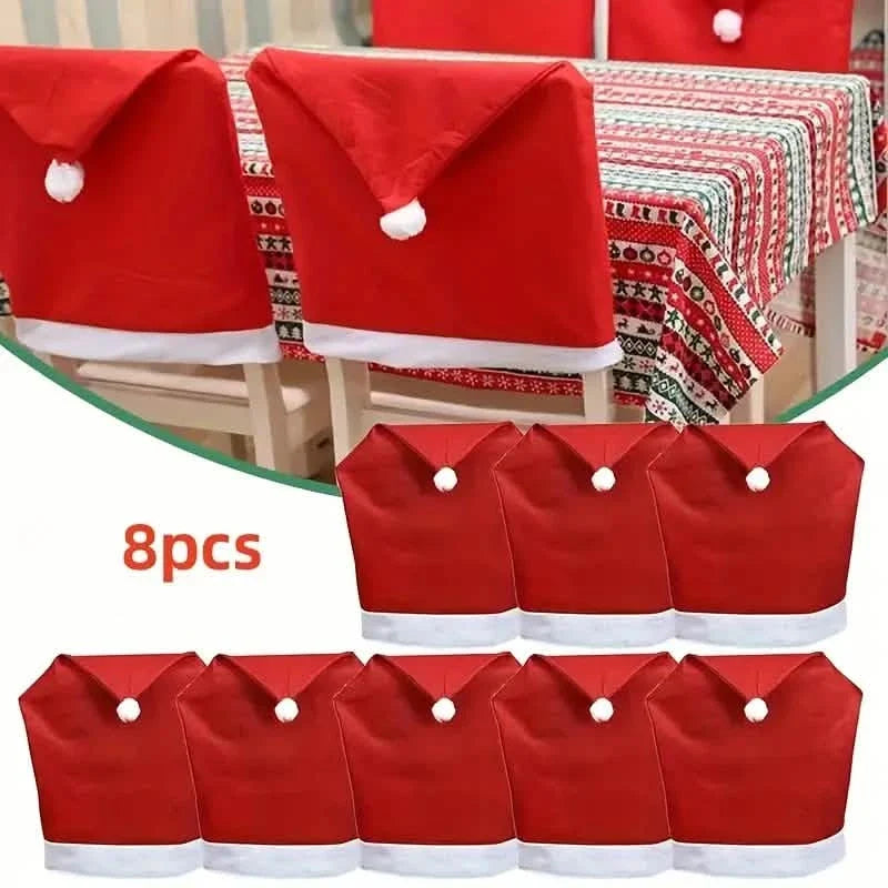 Santa Hats Dining Chair Covers Slipcover Seasonal Decor - Tophatter Daily Deals