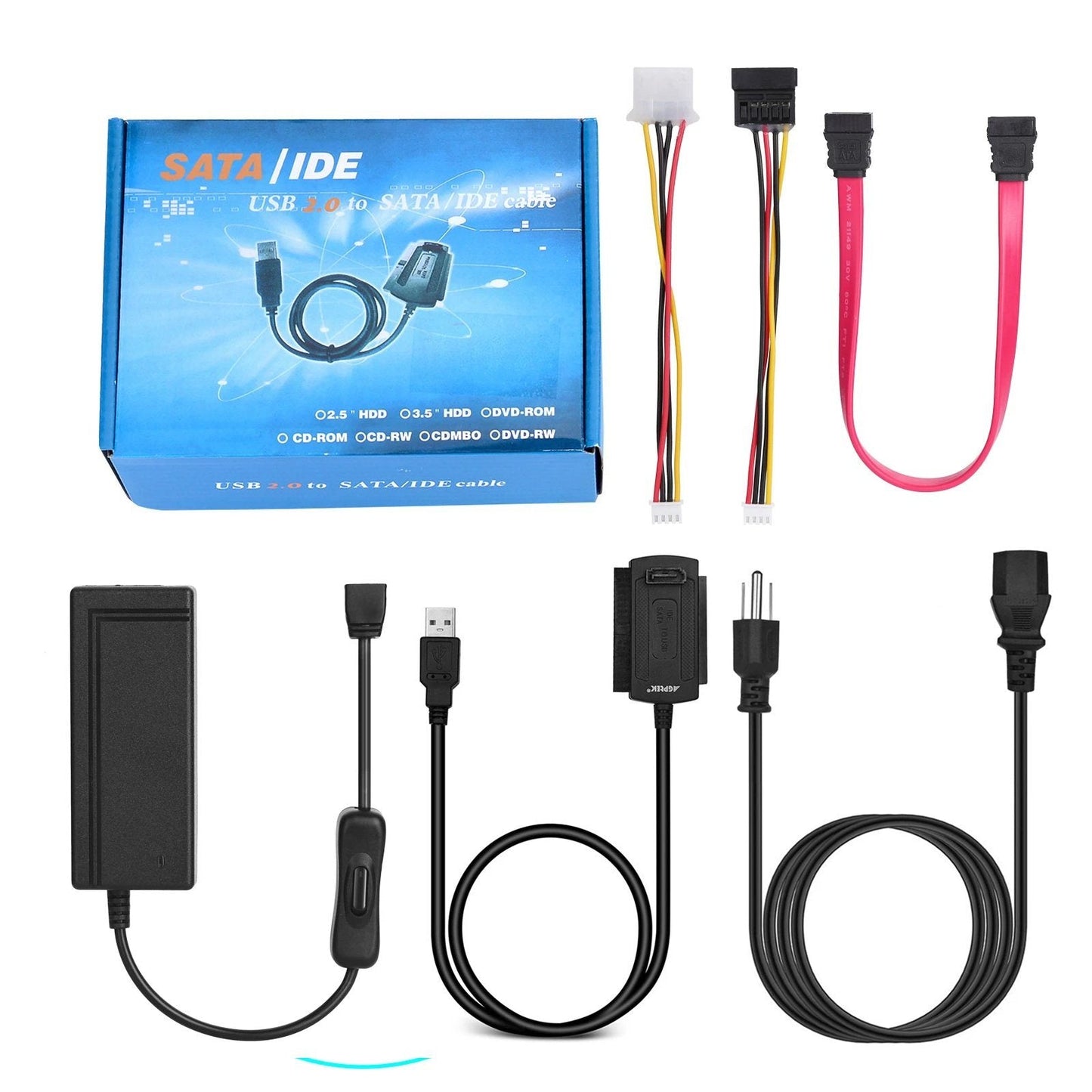 SATA PATA IDE to USB 2.0 Adapter Converter Cable For 2.5" 3.5" Hard Drive Disk Adapter Converter Cable - Tophatter Daily Deals
