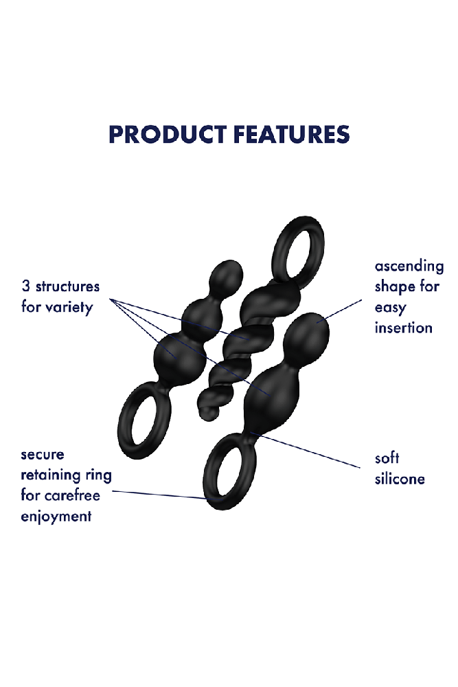 Satisfyer - Booty Call 3-Piece Plug Set - Black Sex Toy - Tophatter Daily Deals