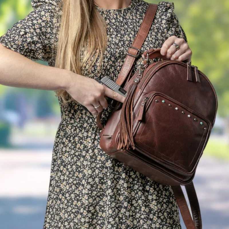 Concealed Carry Sawyer Leather Backpack Handgun Purses - Tophatter Daily Deals