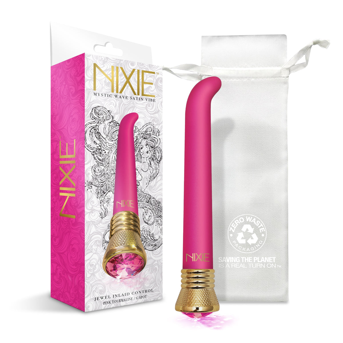 Nixie Jewel Satin G Vibe Pink Tourmaline 7 Inch Waterproof Multi-Speed Vibrator > Sex Toys For Ladies > G-Spot Vibrators - Tophatter Daily Deals