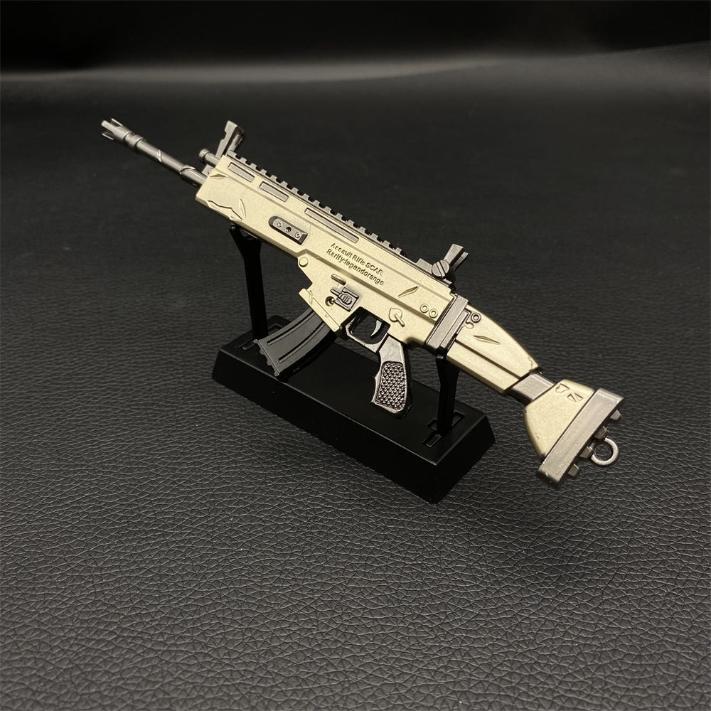 Miniature Metal Scar Assault Rifle 17CM/6.7" With Metal Stand - Tophatter Daily Deals