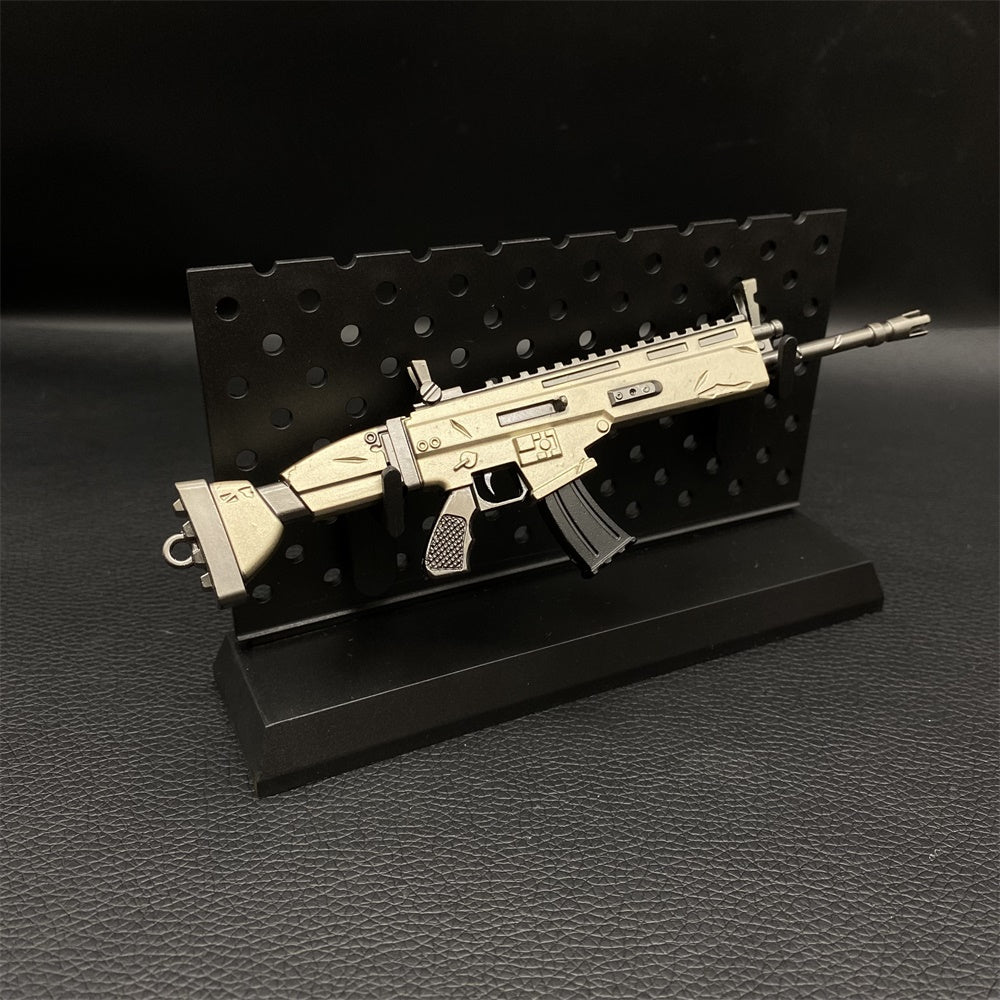Miniature Metal Scar Assault Rifle 17CM/6.7" With Plastic Stand - Tophatter Daily Deals