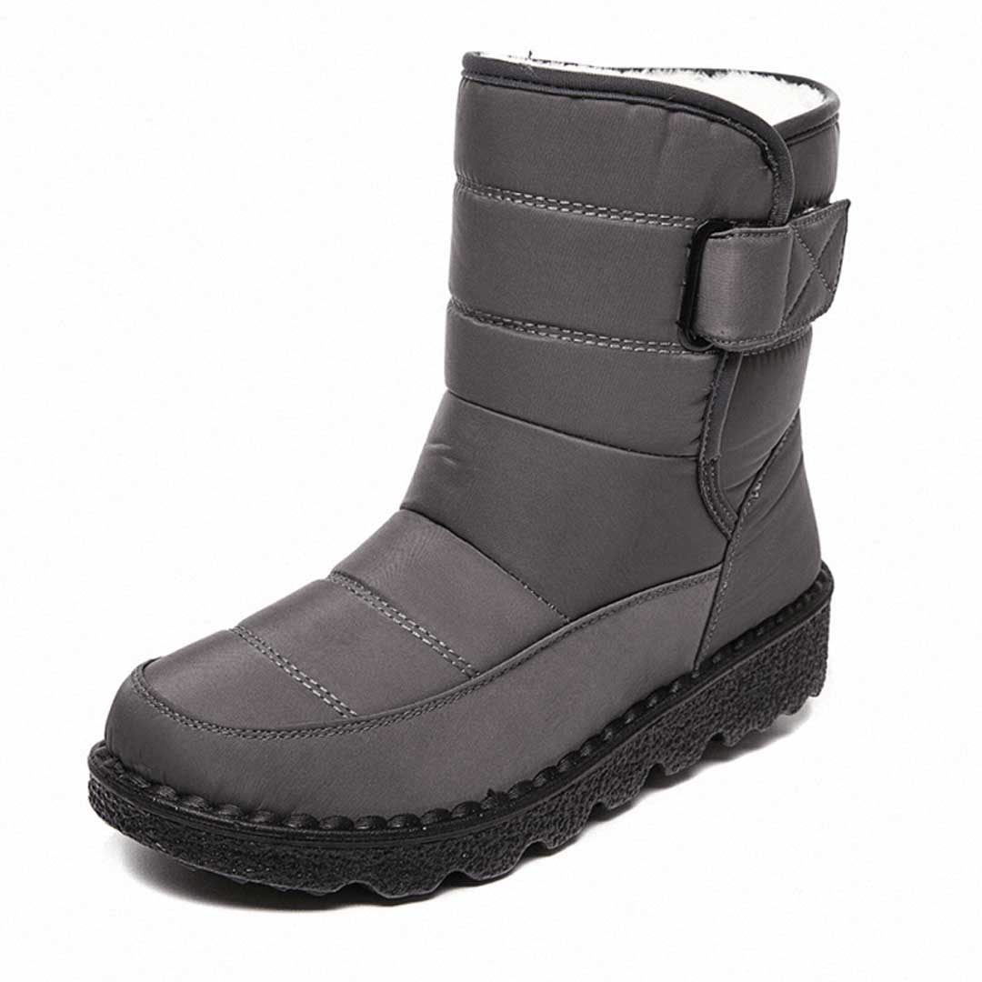 Insulating Women’s Winter Boots - Quilted Midcalf, Warm Gray - Tophatter Daily Deals