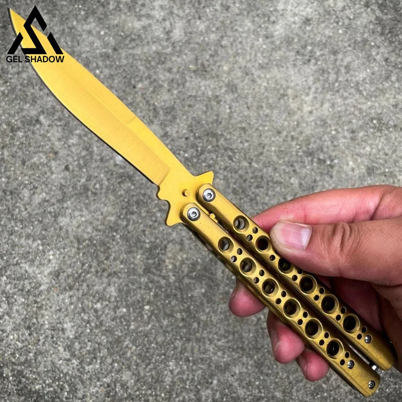 Scorpion Balisong Sharpen Butterfly Knife-GS02 Gold Butterfly Knife - Tophatter Daily Deals