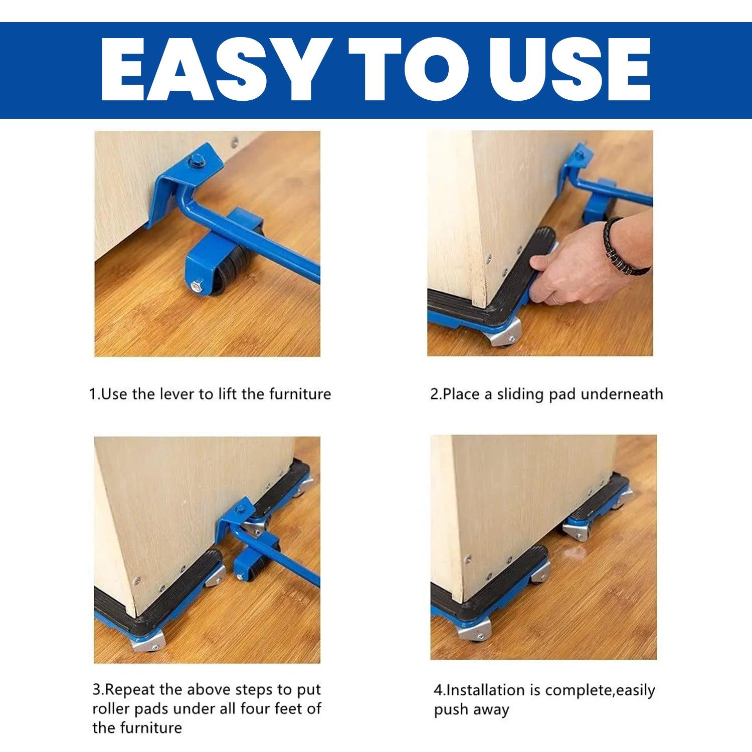 Furniture Moving Wheels - Heavy Furniture Lifter Shifter Remover Roller Wheels Moving Mover Tools Kit Set Apparel & Accessories - Tophatter Daily Deals