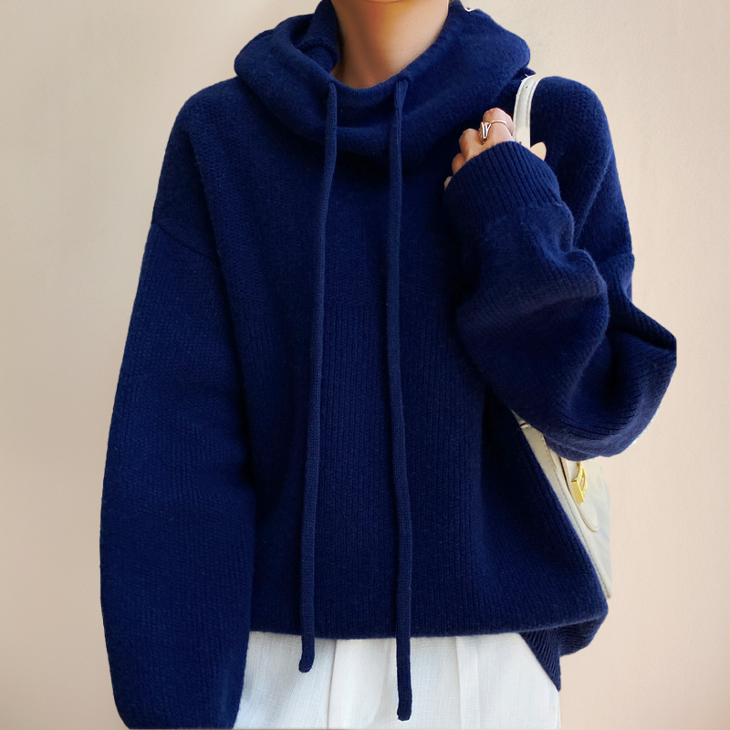 Warm Womens Oversized Hoodie - Relaxed Knit, For Everyday Dark blue - Tophatter Daily Deals