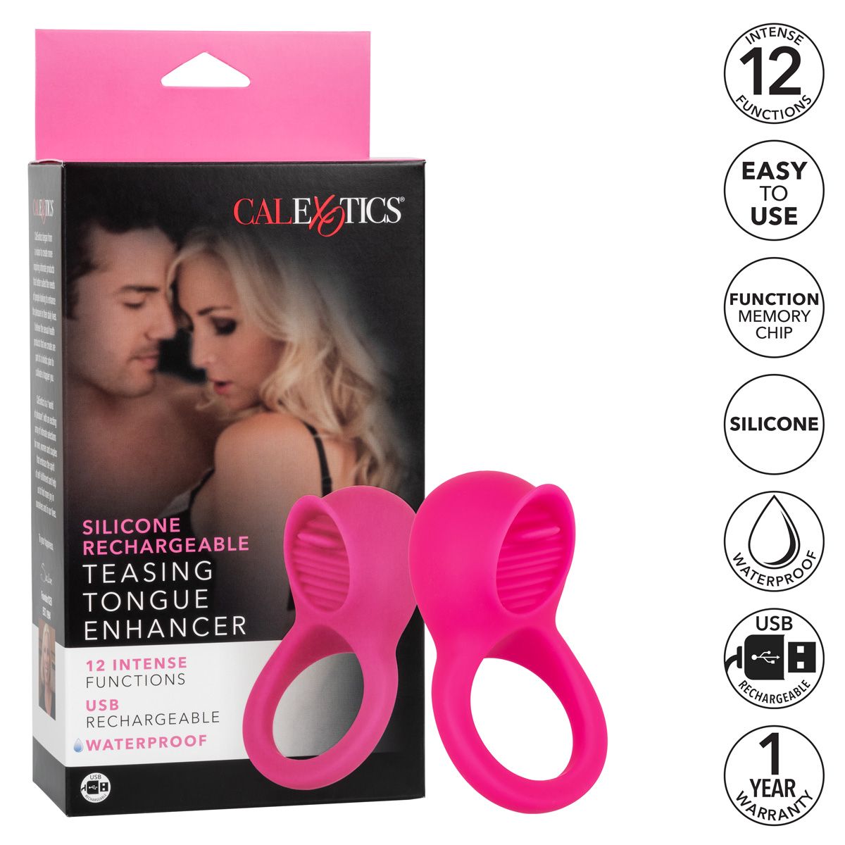 Teasing Tongue Enhancer Vibrating Cock Ring in Pink Vibrating Cock Ring - Tophatter Daily Deals
