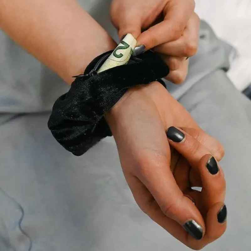 Hidden Zipper Pocket Scrunchie Hair Accessory Diversion Safes - Tophatter Daily Deals