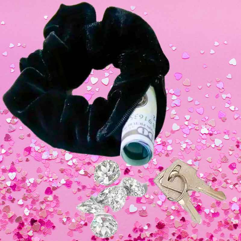 Hidden Zipper Pocket Scrunchie Hair Accessory Diversion Safes - Tophatter Daily Deals