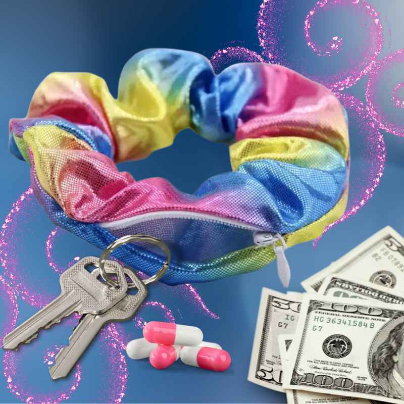 Hidden Zipper Pocket Scrunchie Hair Accessory Diversion Safes - Tophatter Daily Deals