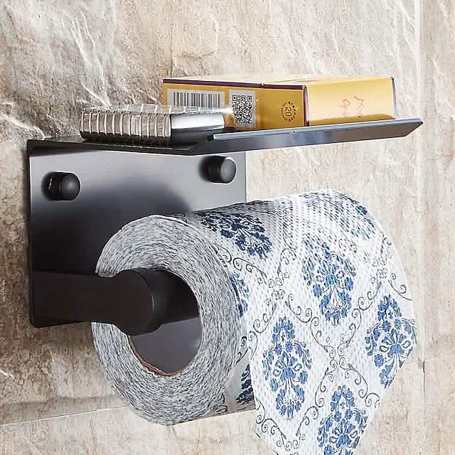 Self-adhesive Toilet Paper Holder With Shelf Bath - Tophatter Daily Deals