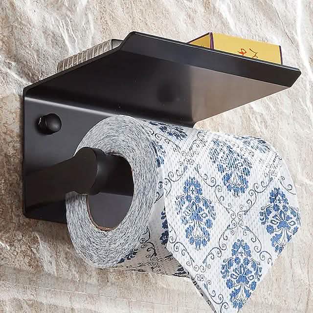 Self-adhesive Toilet Paper Holder With Shelf Bath - Tophatter Daily Deals