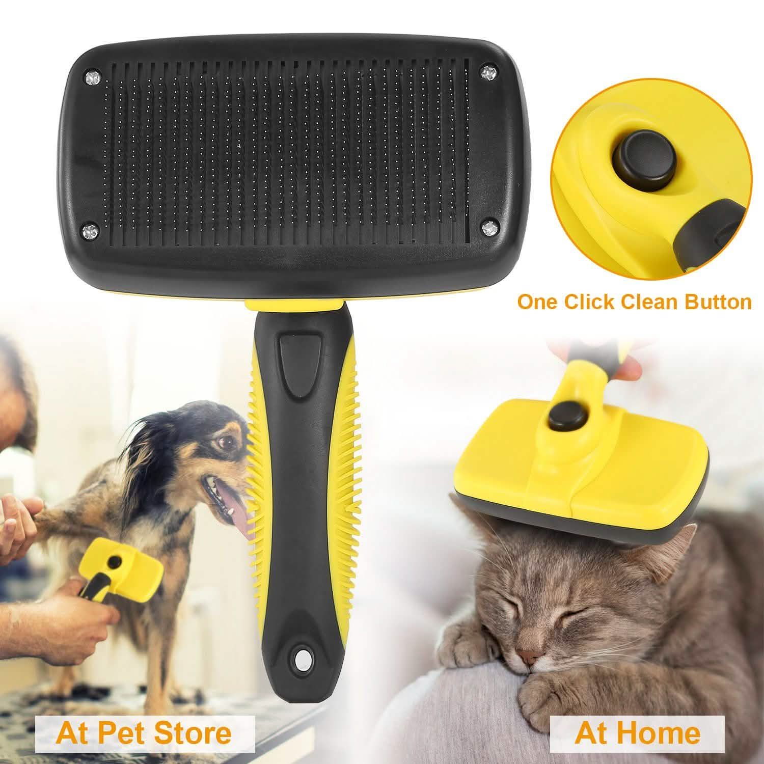Self Cleaning Slicker Brush Pets Pet Supplies - Tophatter Daily Deals