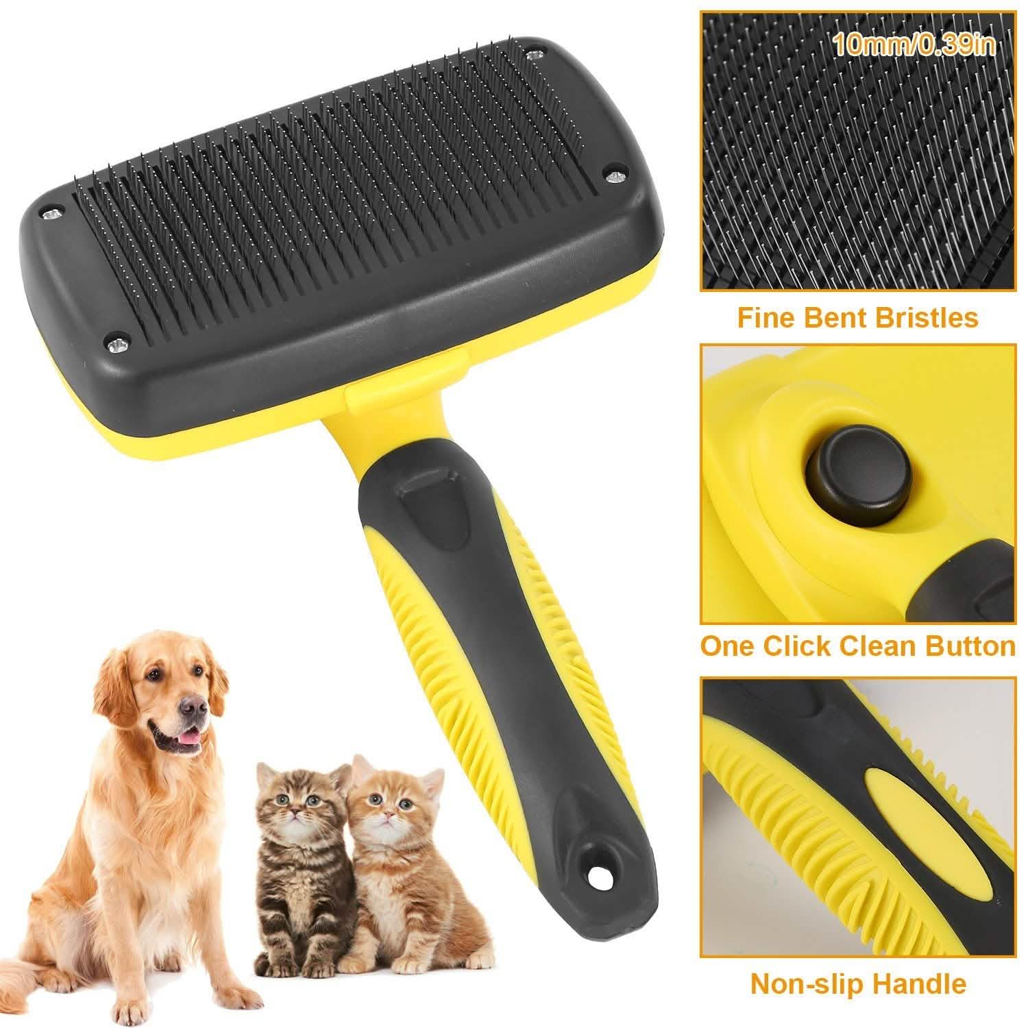 Self Cleaning Slicker Brush Pets Pet Supplies - Tophatter Daily Deals