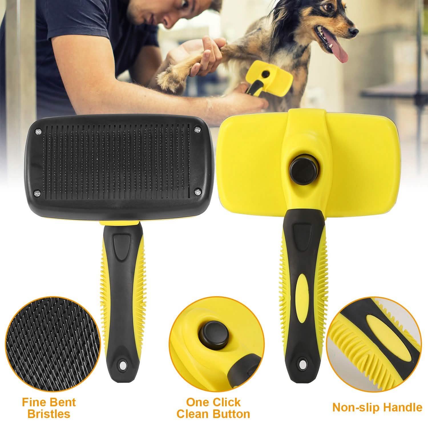 Self Cleaning Slicker Brush Pets Pet Supplies - Tophatter Daily Deals