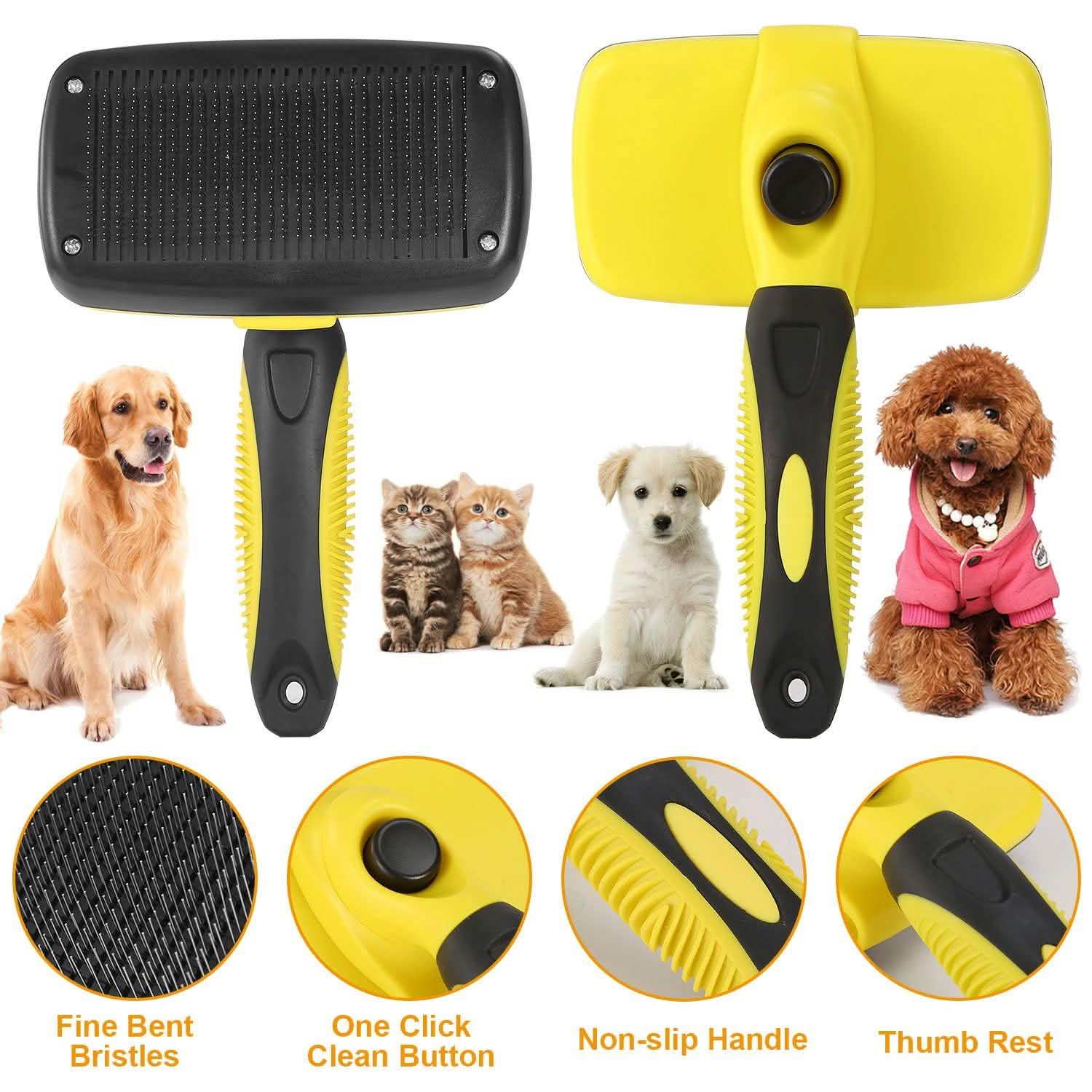Self Cleaning Slicker Brush Pets Pet Supplies - Tophatter Daily Deals